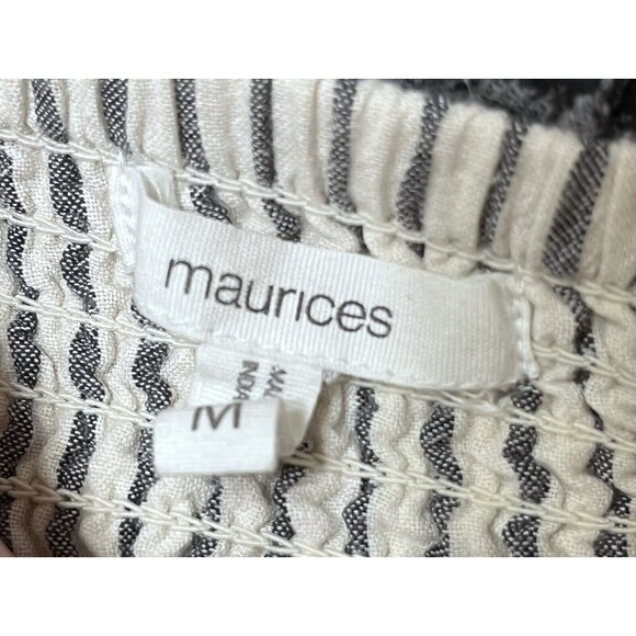 Maurice Striped Cotton Button Front Dress Womens M Black/White Resort Beachy - Picture 5 of 8